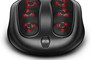 Nekteck Foot Massager Machine, Shiatsu Heated Electric Kneading Foot Massager with Heat for Plantar Fasciitis, Built in Infrared Heat Function and Power Cord - Black